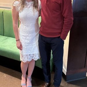 White lace short sleeve dress